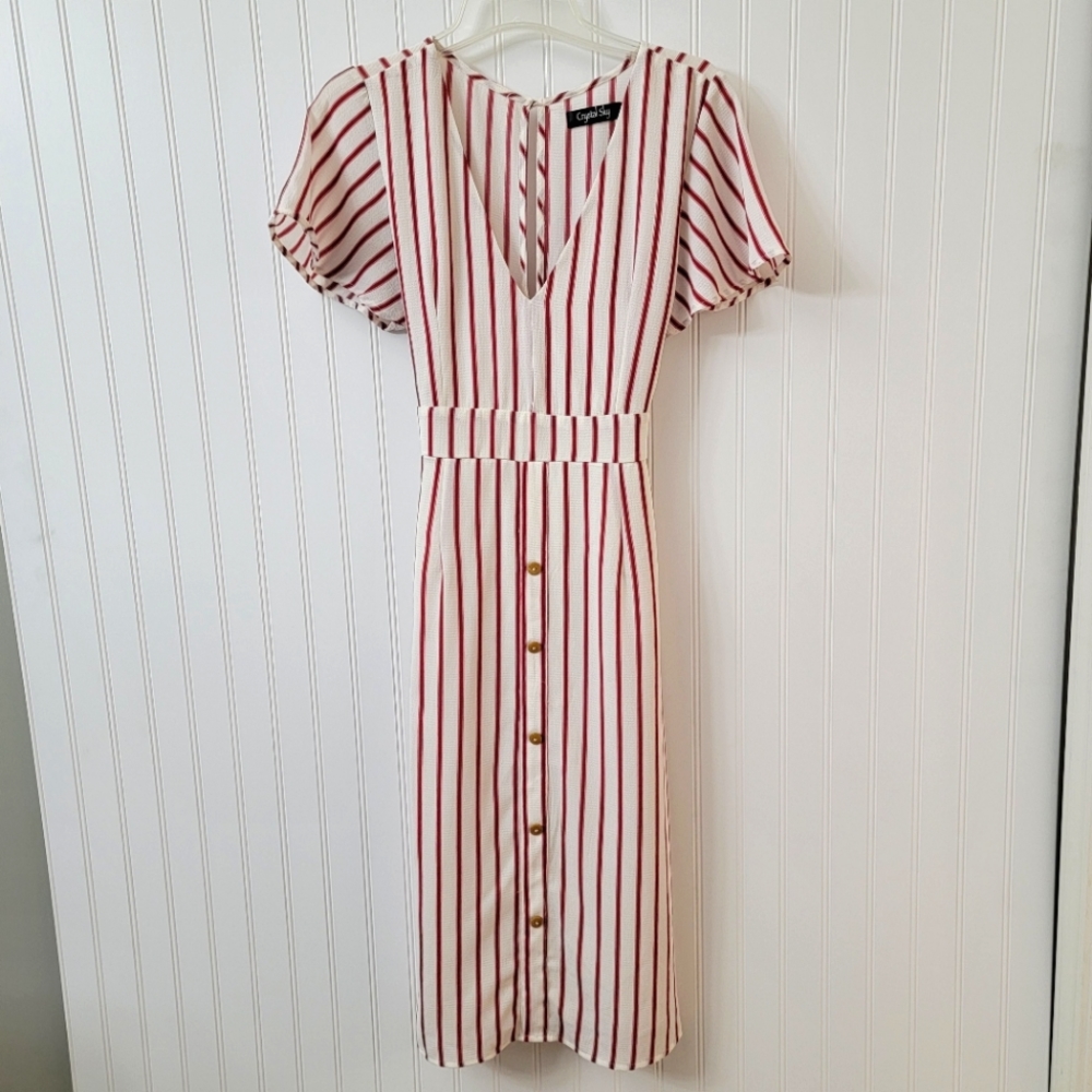 Crystal Sky v neck striped midi dress size 9